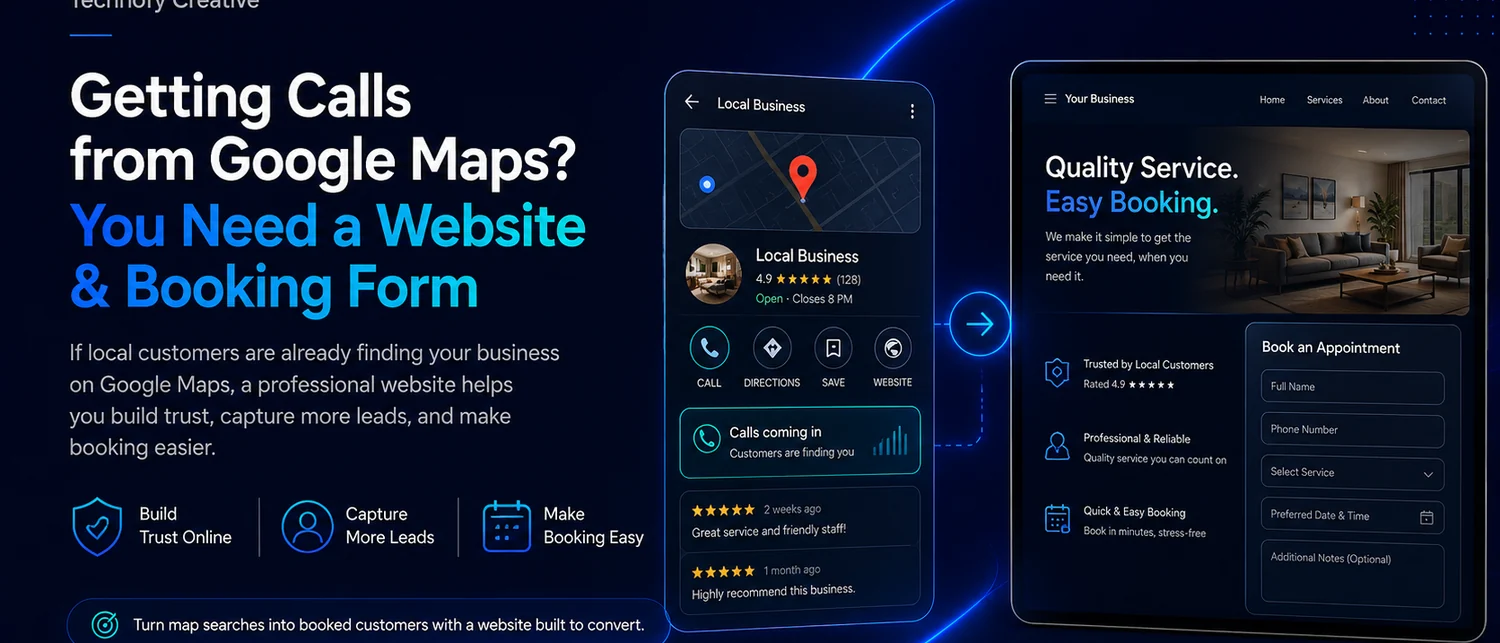 Website and booking form setup that turns Google Maps visitors into customers