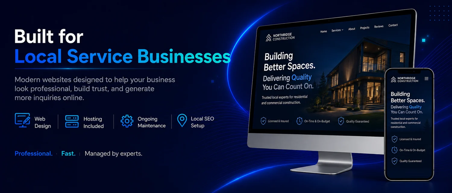 Modern websites built for local service businesses with hosting, maintenance, and local SEO